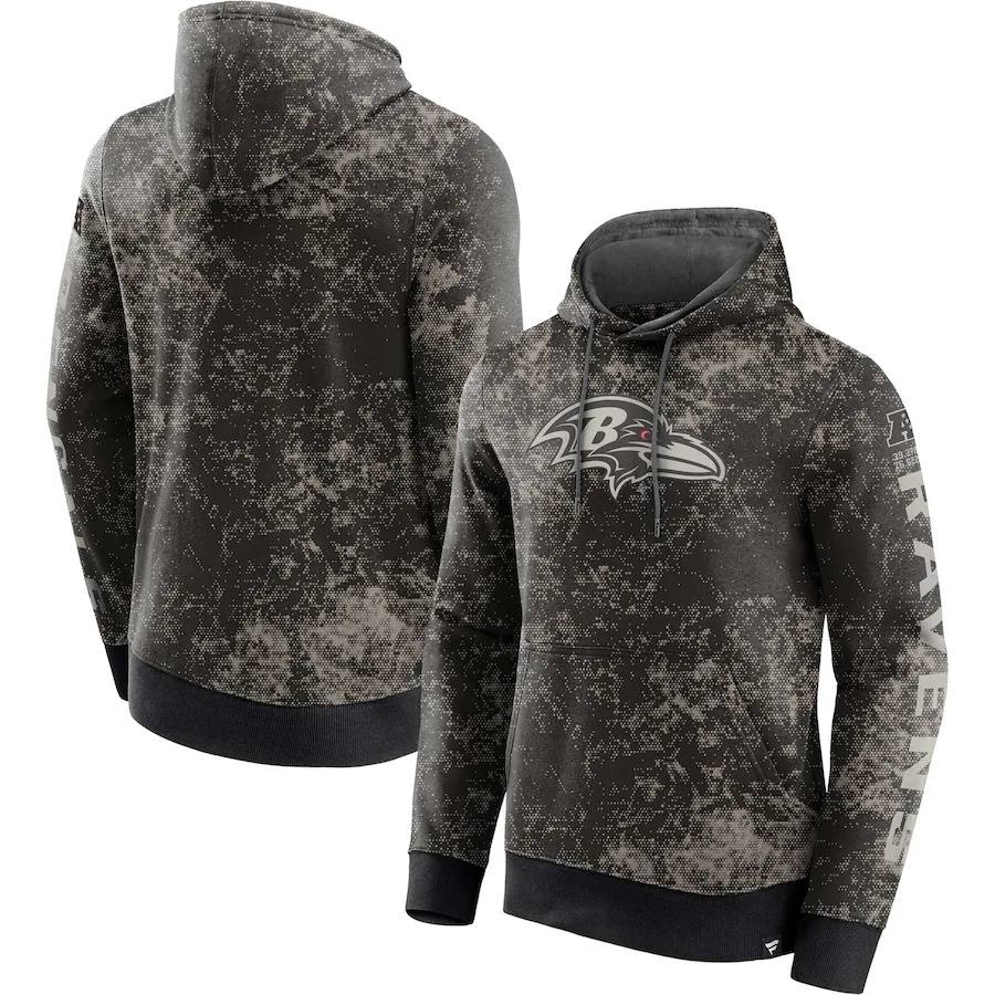 Men's Baltimore Ravens Black/Gray Blackout Tonal Pullover Hoodie Men's Baltimore Ravens Black/Gray Blackout Tonal Pullover Hoodie